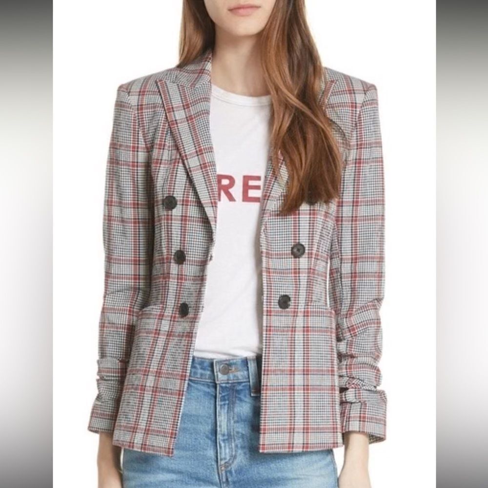 NWT VERONICA BEARD Caldwell Dickey Jacket Size 6 Red/Gray